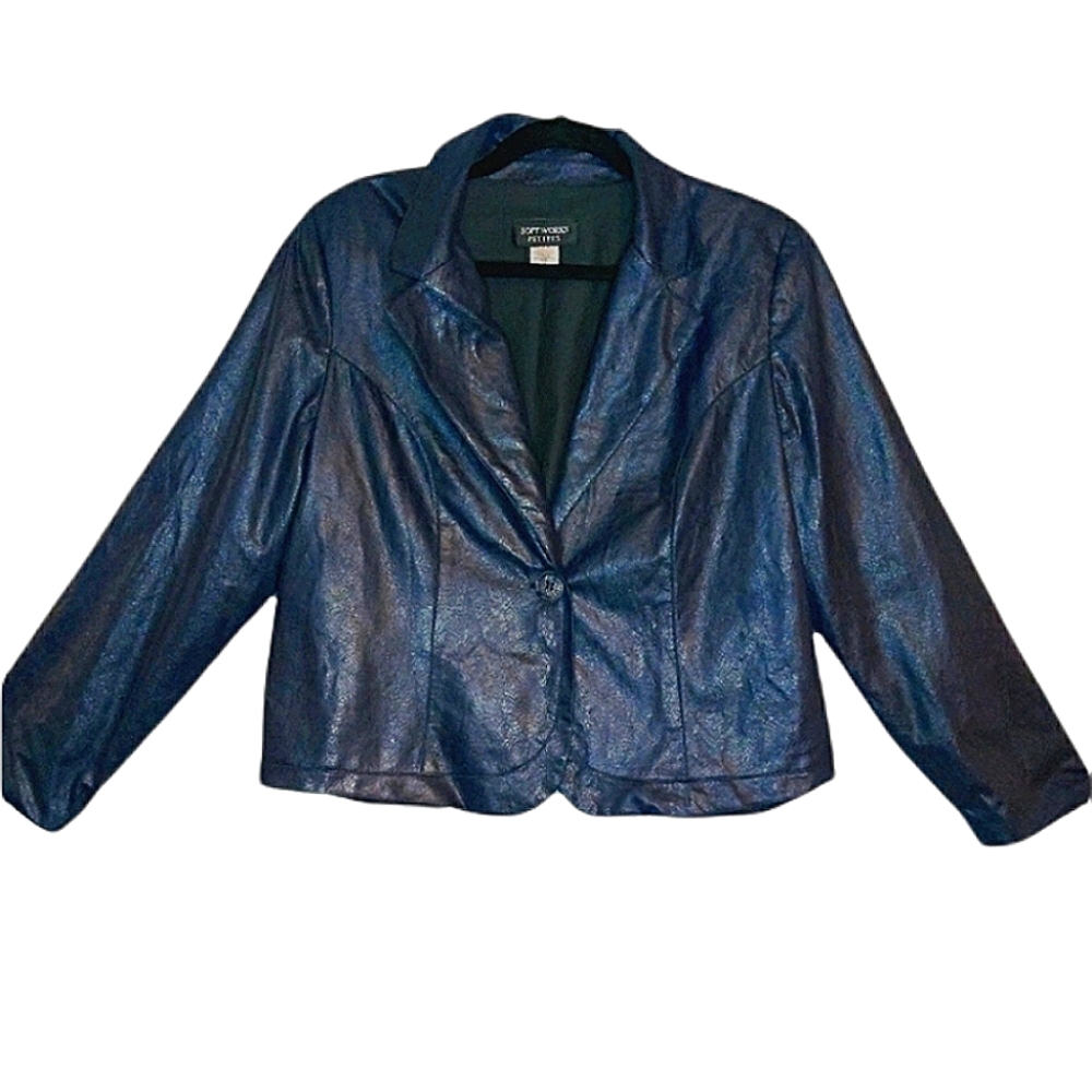 Soft Works Navy Faux Snakeskin Blazer size 14P